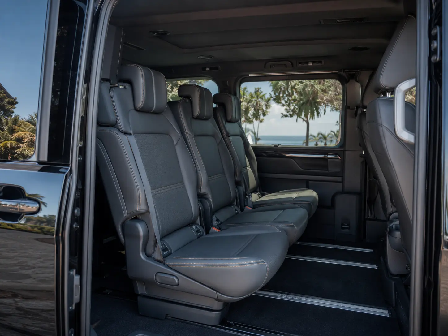 Comfortable passenger seating inside a private transfer vehicle
